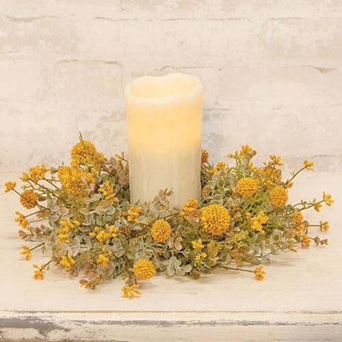 Fall Garden Candle Ring 6" Mustard