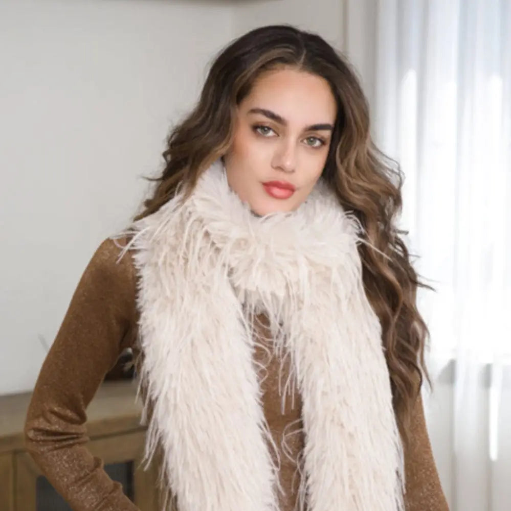Fur Shaggy Scarf - Beige