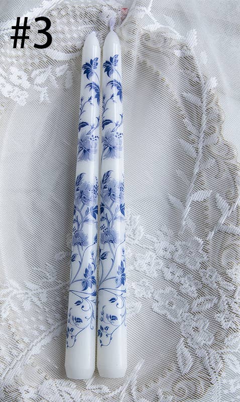 2pcs 25CM Blue and White Porcelain Smokeless Taper Candle: #4