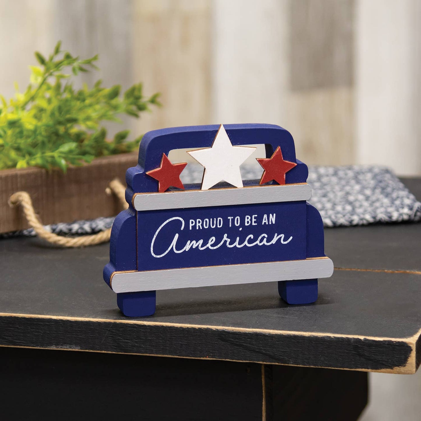 Proud To Be An Americana Chunky Blue Pickup Truck Sitter