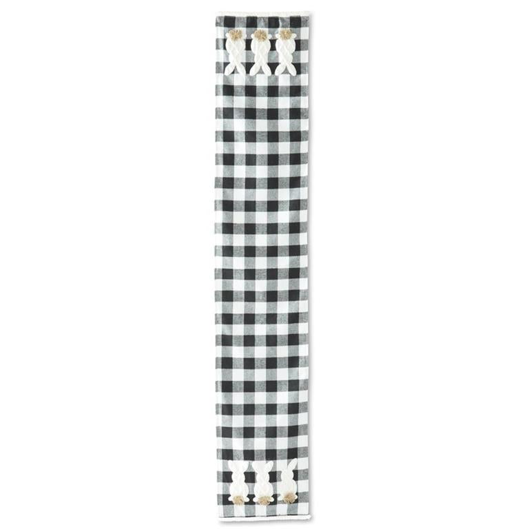 72 Inch Black & White Check 3 Bunnies w/Pom Pom Tail