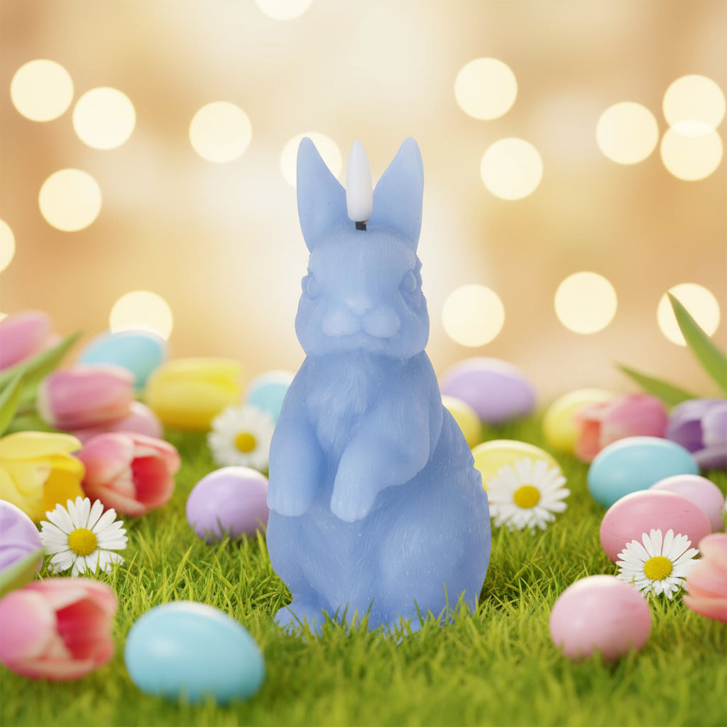 6.5 Inch Blue LED Bunny Candle w/Timer
