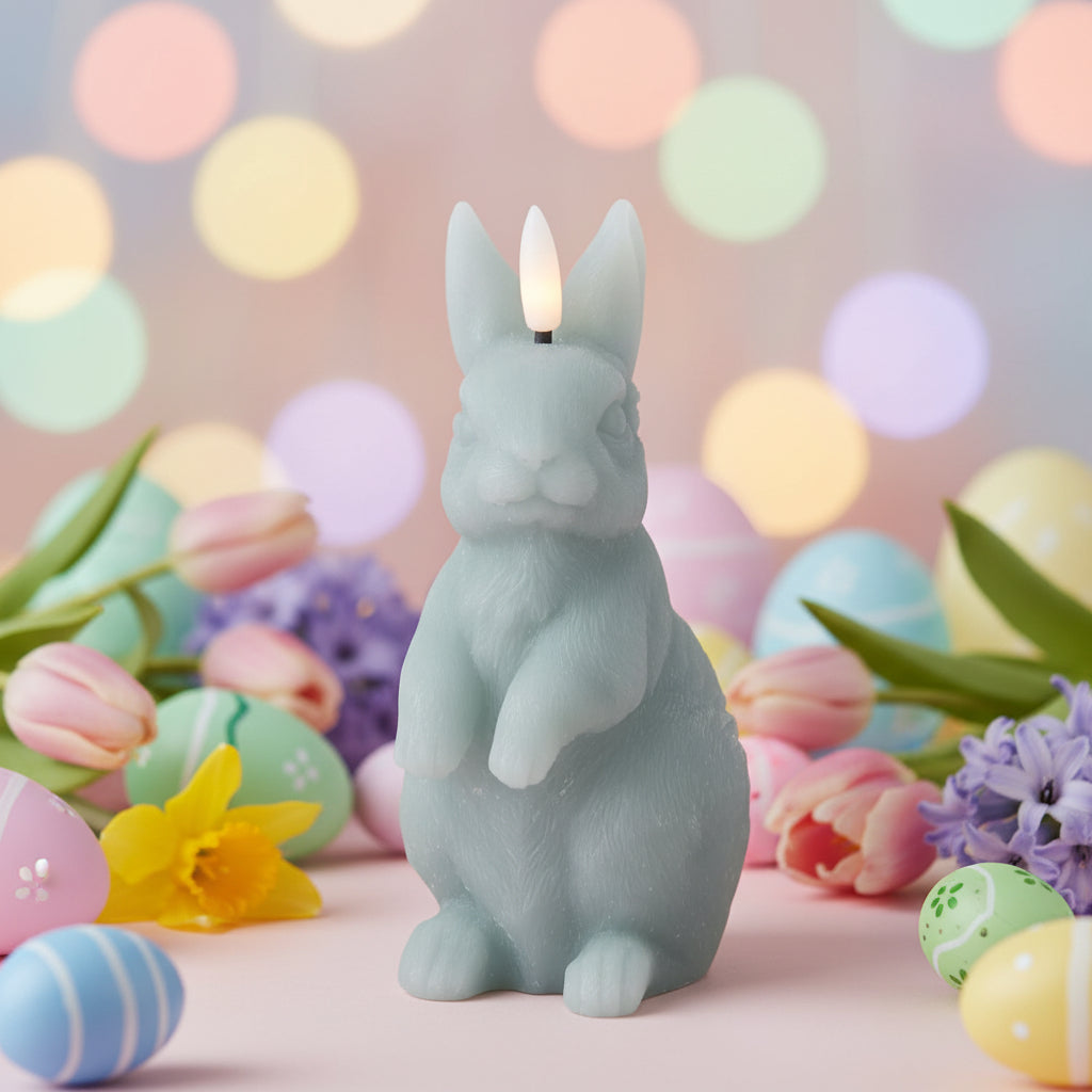 6.5 Inch Green LED Bunny Candle w/Timer