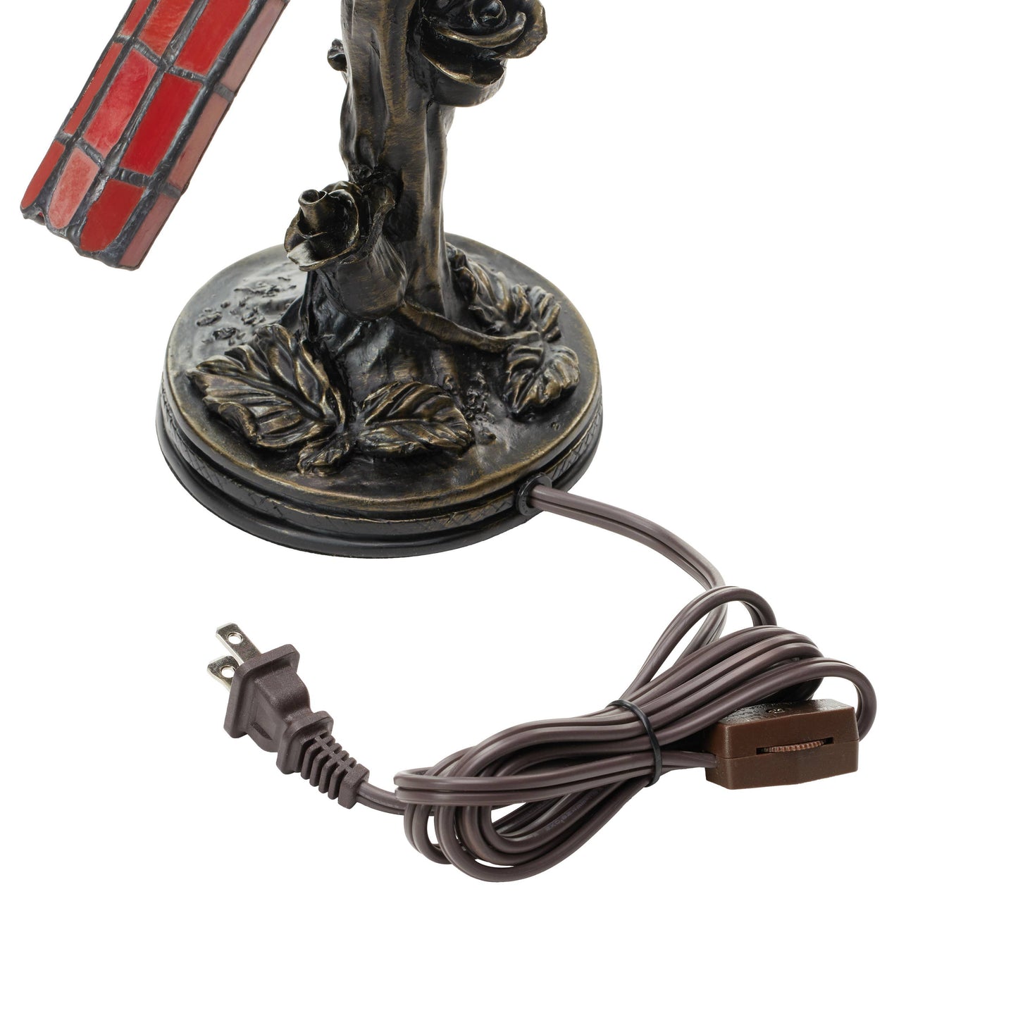 13.5"H Skylar Red Cardinal Stained Glass Bird Accent Lamp