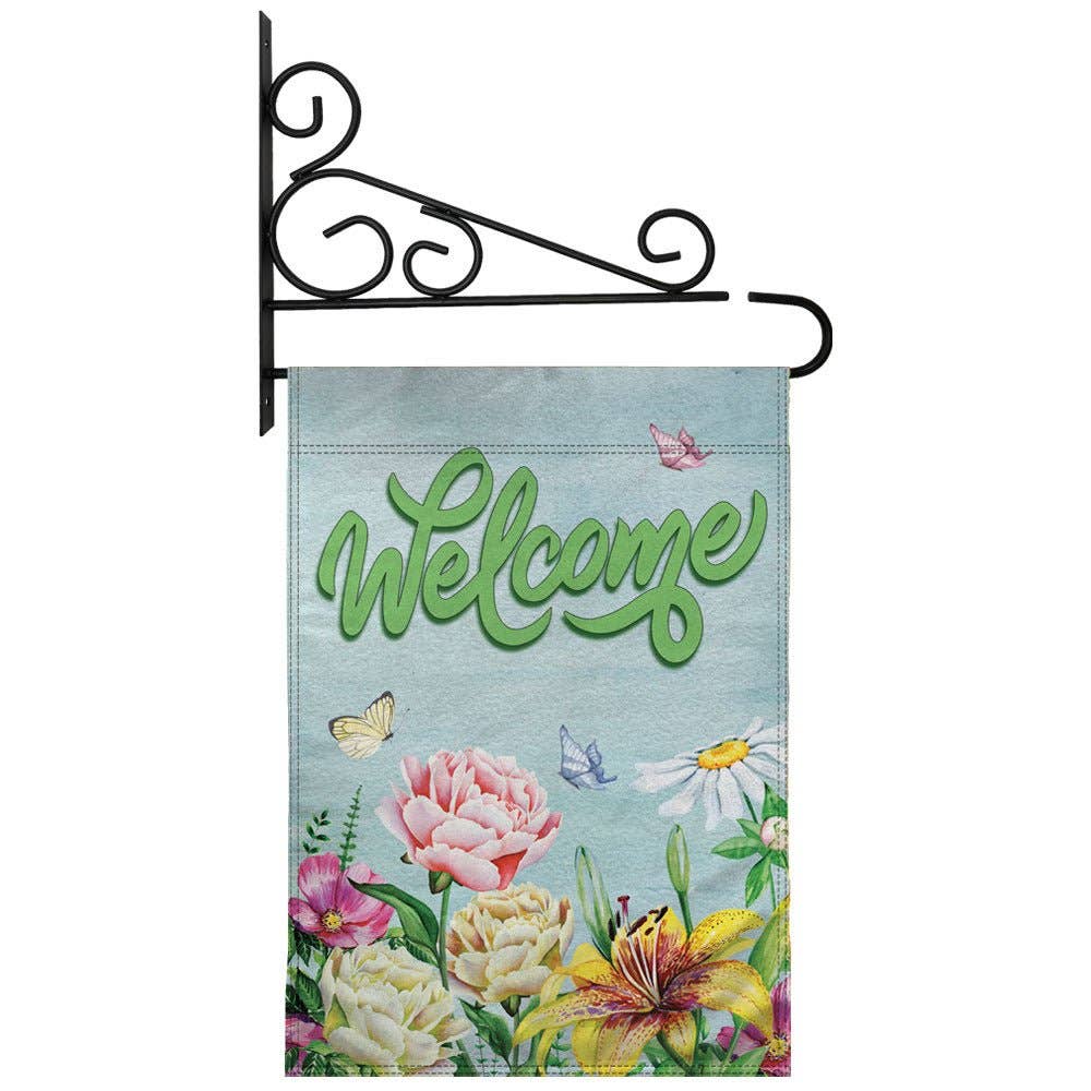 H&G Studios Welcome (Spring Flowers) 12x18in Garden Flag