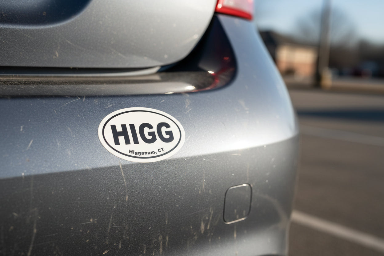 Higganum CT Oval Sticker Vinyl Decal: 5"