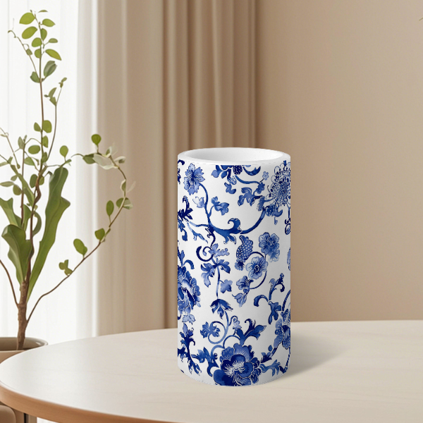 3-Piece Blue & White Porcelain Flameless LED Pillar Candles: BW2
