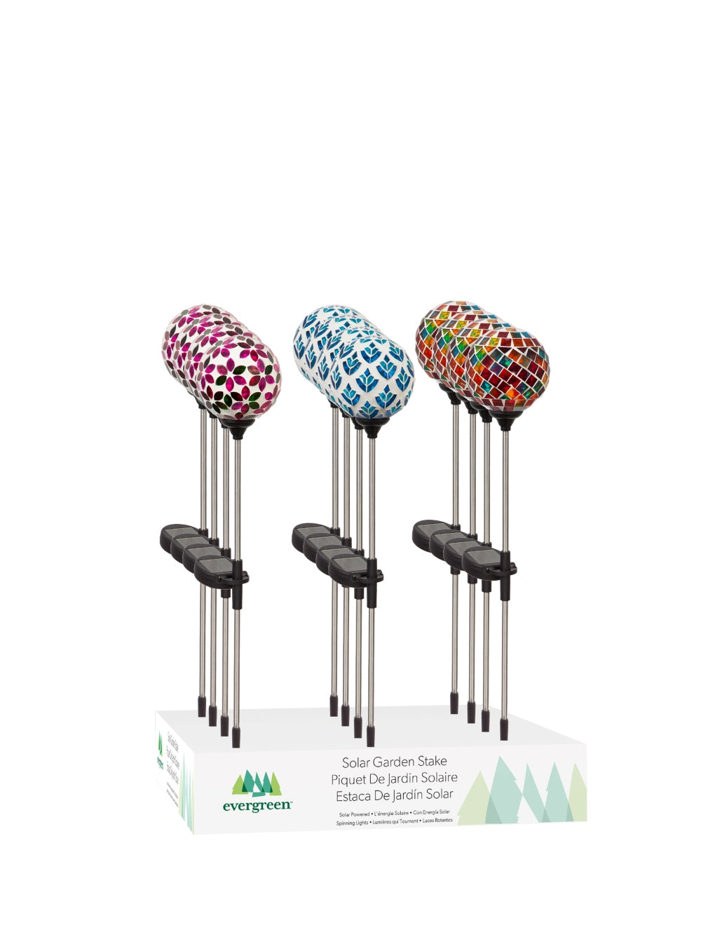 22″ Solar LED Garden Stakes Mosaic Glass Assorted