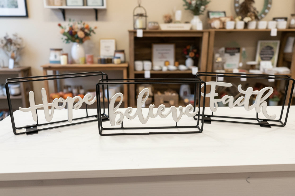 Assorted Metal Framed Script - Cut Out Table Top Sign