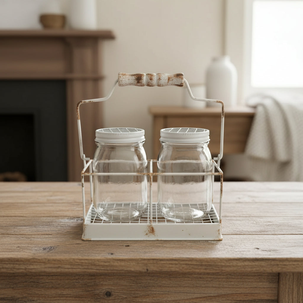 Rustic Metal Holder w/Jars