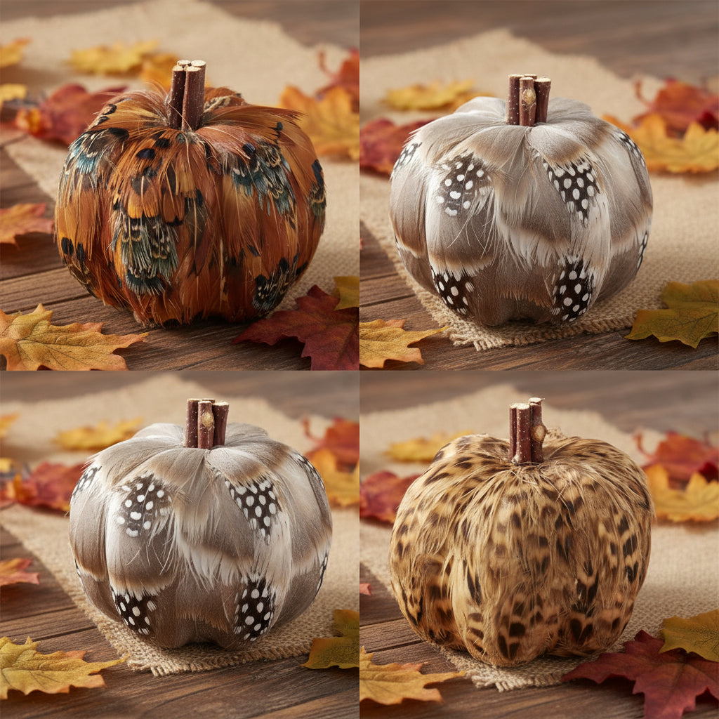 Assorted 3.25 inch feather pumpkins