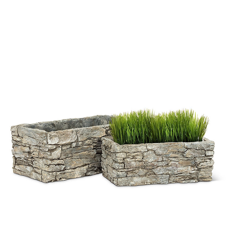 Rectangular Stacked Stone Planter