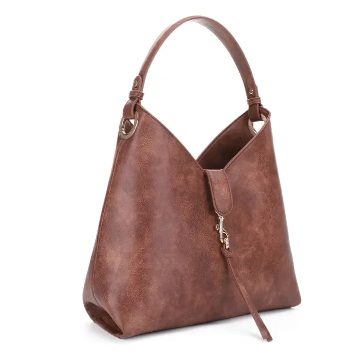 Clasp with Tassel Accent Women's Hobo Shoulder Bag