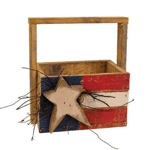 Rustic Wood Americana Tote With Dimensional Star - 9"L x 5.
