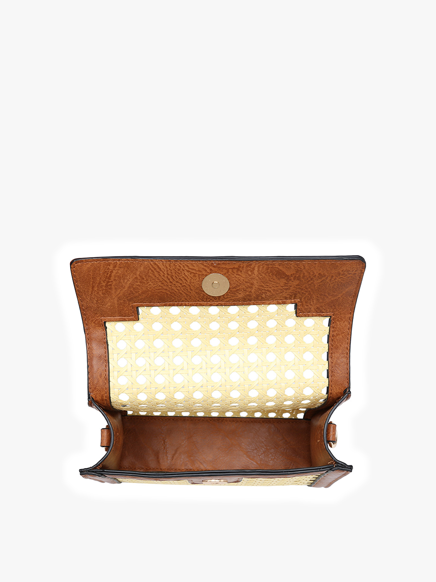 Etta Rattan Crossbody Bag – Vegan Leather Accents | M2089A : White