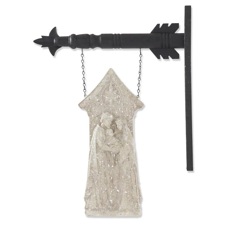 Glittered Gray Nativity Hanging Arrow Replacement Sign