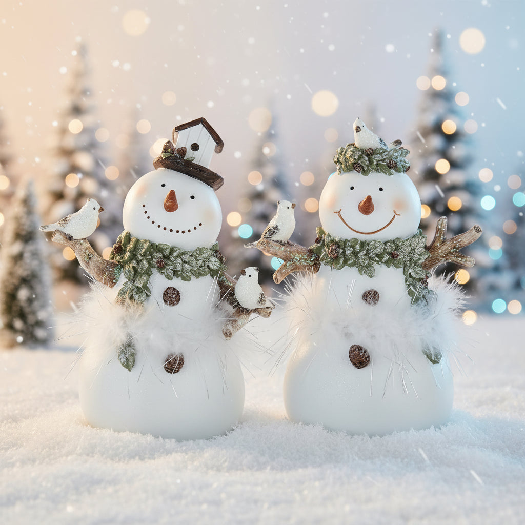9.75 inch White Glitter Snowman