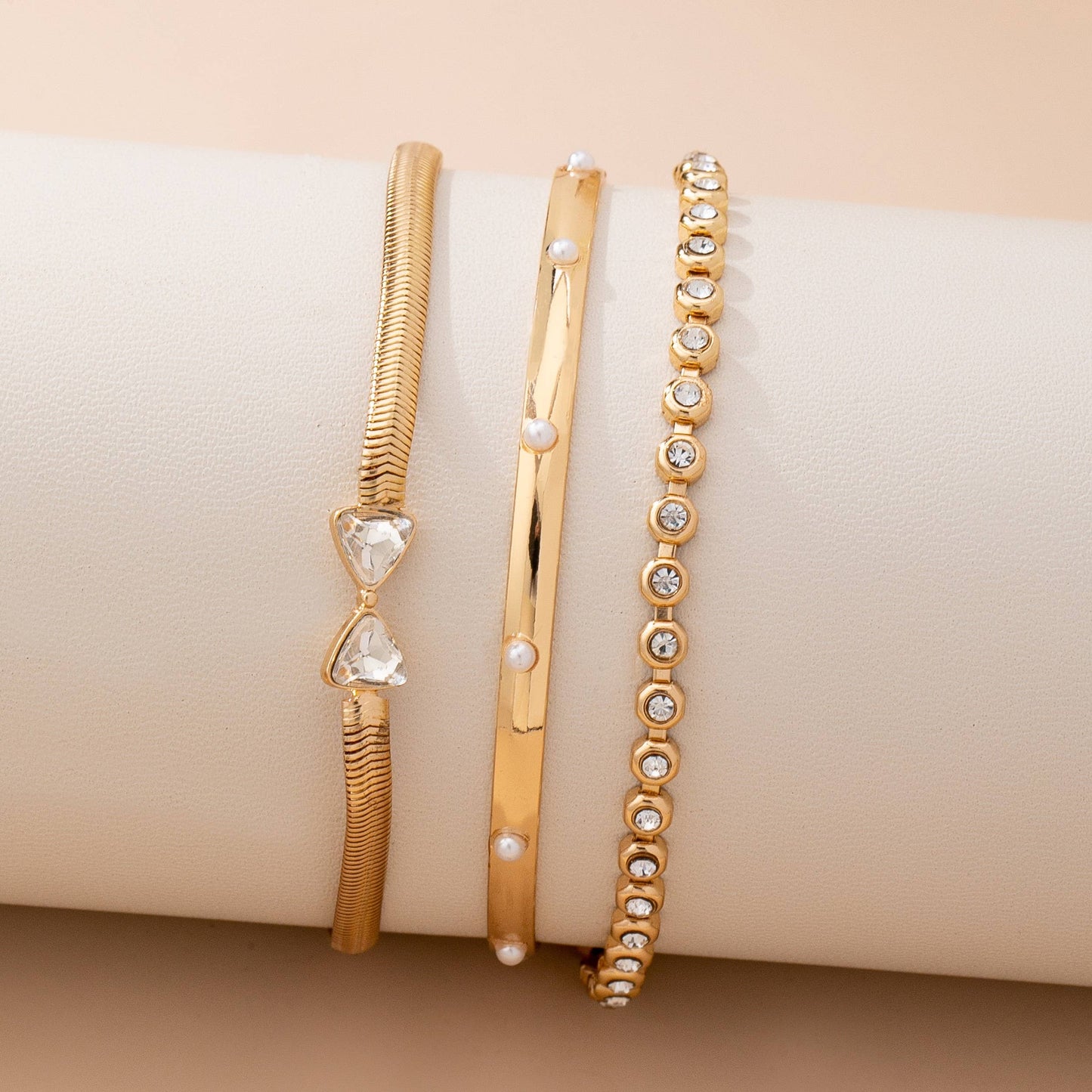 Herringbone Bow Bezels & Open Cuff Bracelet | 80B1638: SET