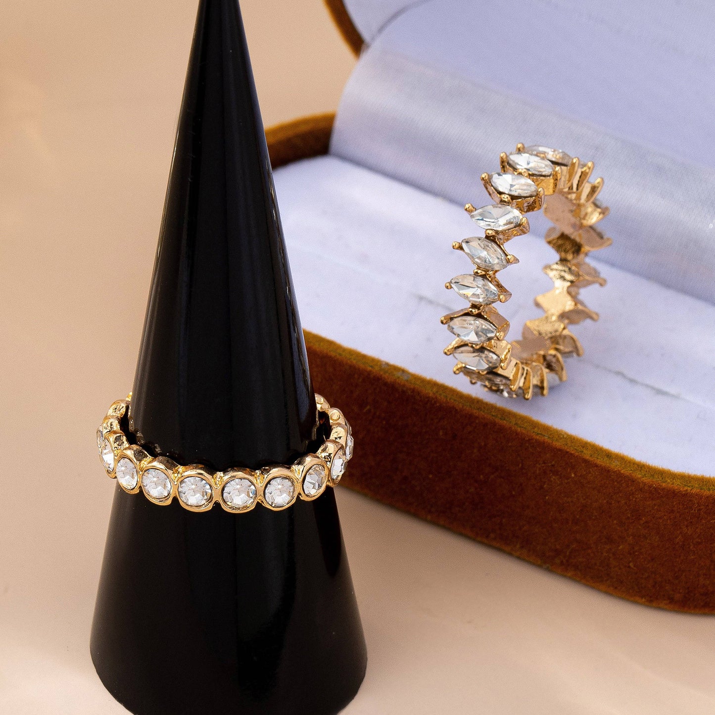 Gold-Tone Crystal Ring Duo | 80R175: Gold