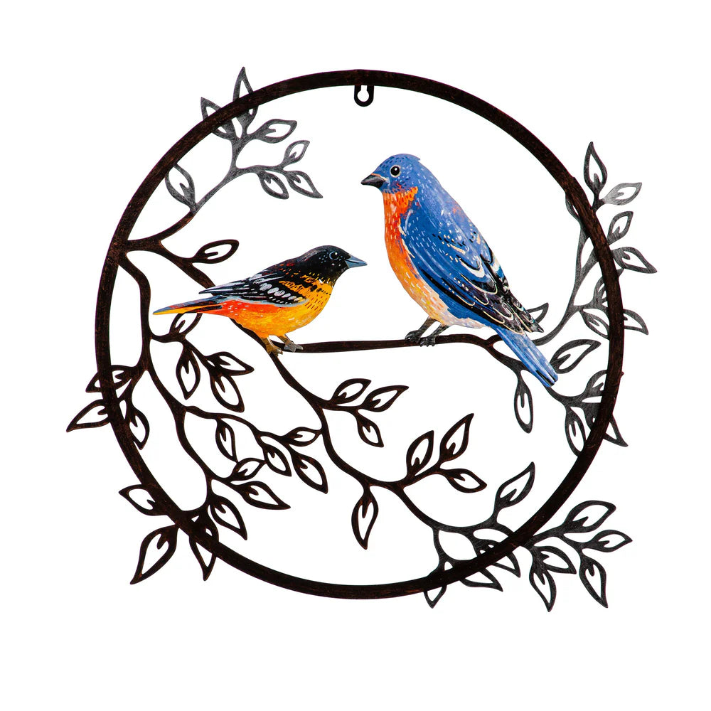 Round Birds on Branches - Wall Decor