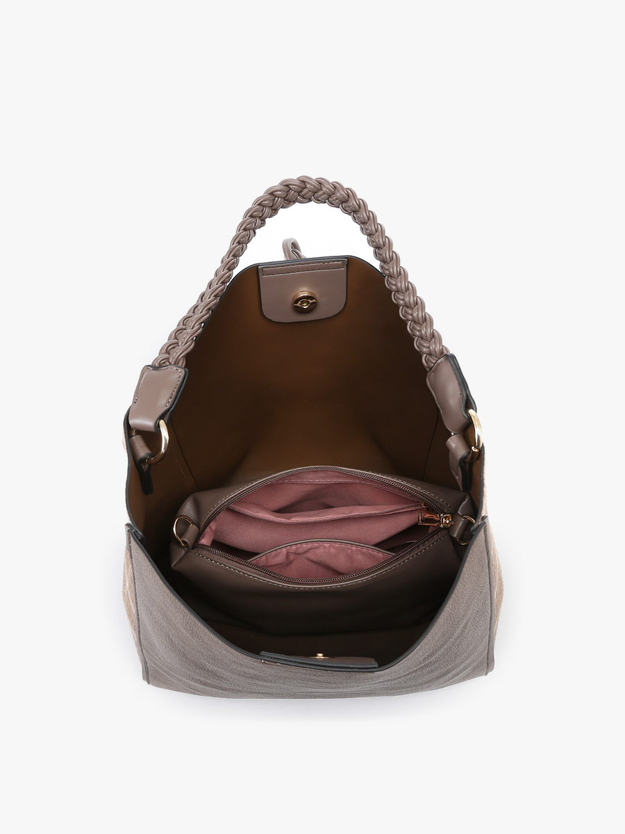 Dina Plaid Contrast Tote w/ Tassel | M2175PLD : Rust/Cream