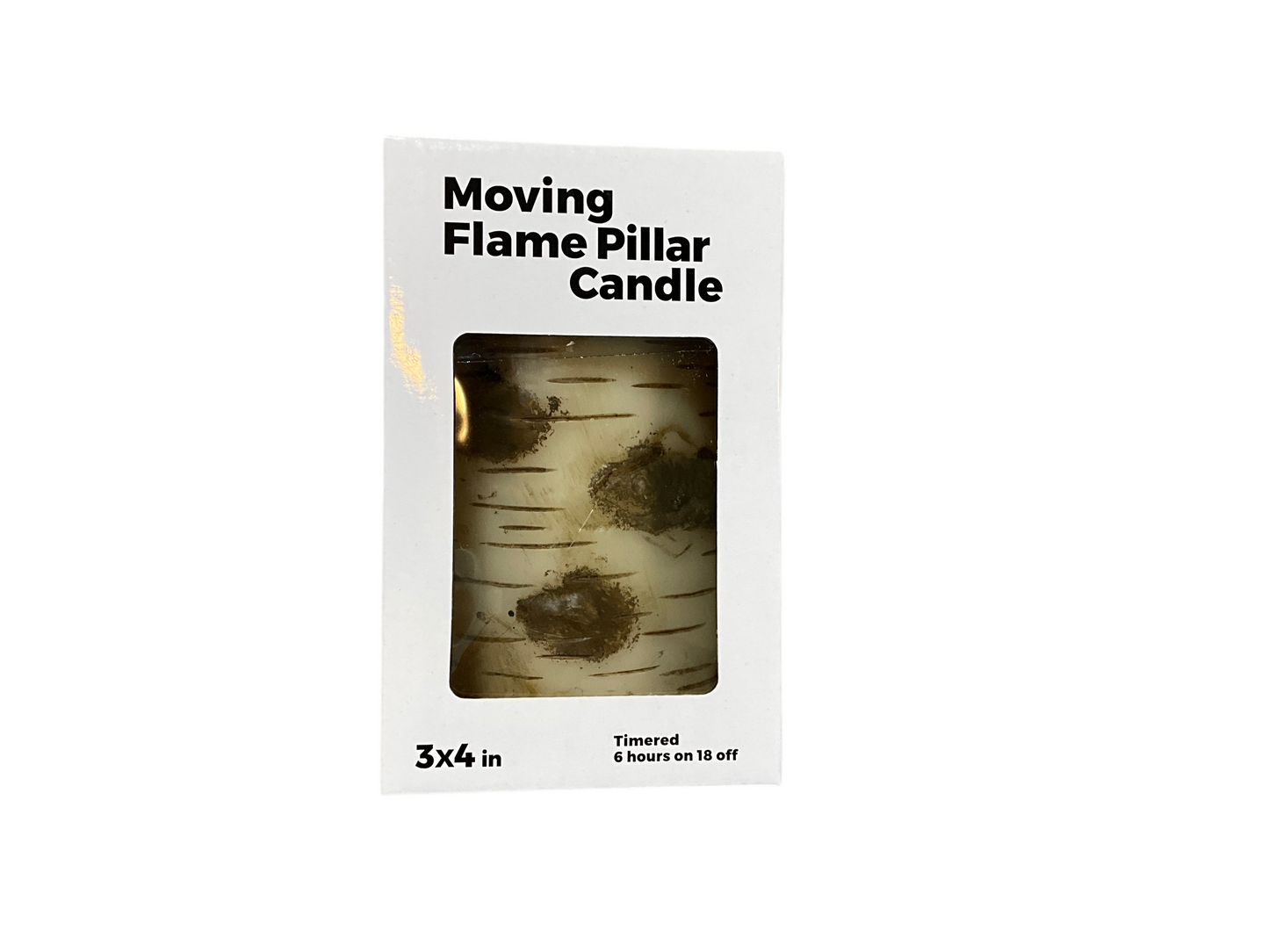 Birch Pillar Candle Moving Flame 3x4in