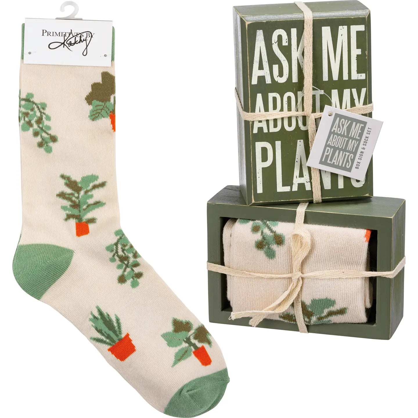 Ask Me About My Plants Box Sign and Sock Set