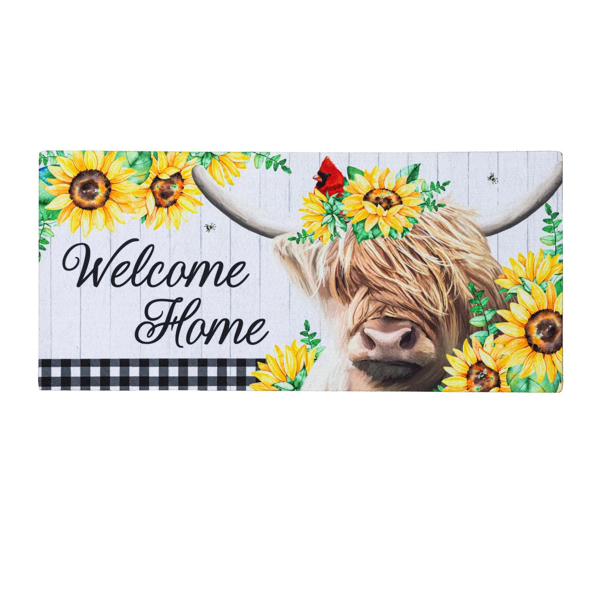 Floral Highland cow estate mat