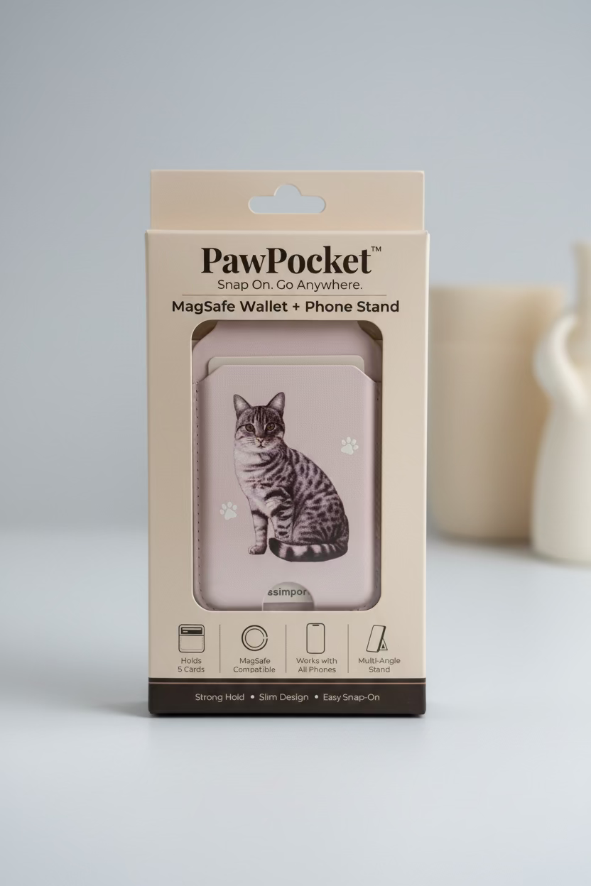Silver Tabby Cat Phone Magwallet