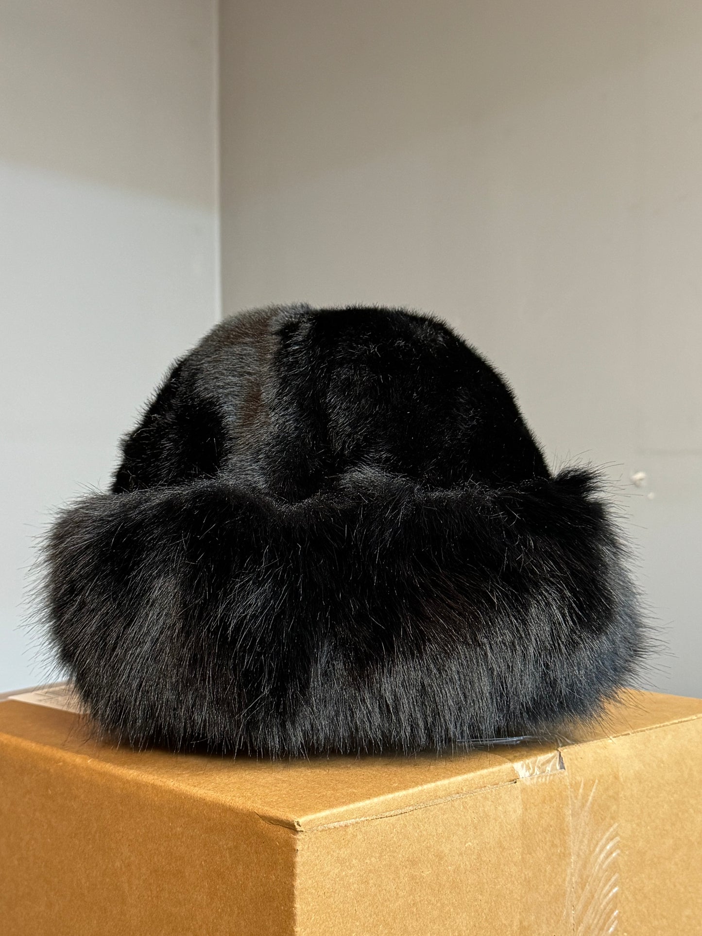 Felicity Faux Fur Plush Hat - Black