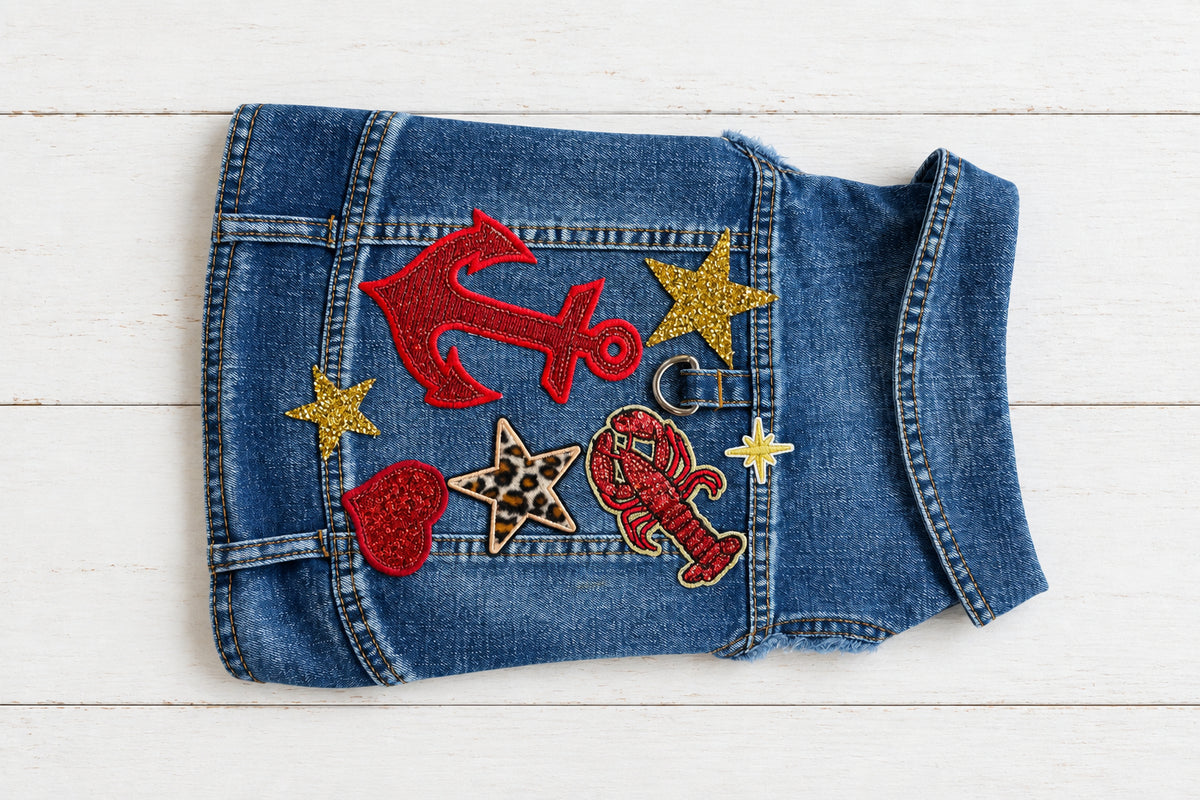 Blue Denim Dog Vest "Lobster"