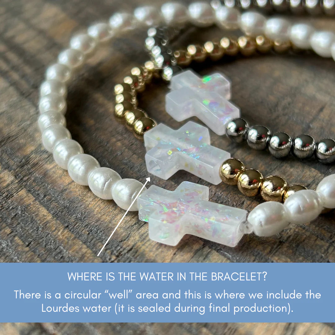 Holy Water Stretch Cross Bracelet - Gold