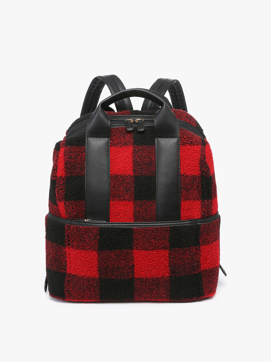Hattie Sherpa Backpack w/ Guitar Strap | BP2105SHP: Black/White