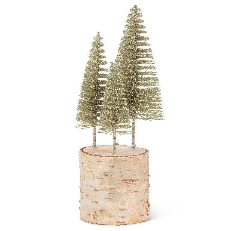 Platinum Glitter Brush Tree Trio