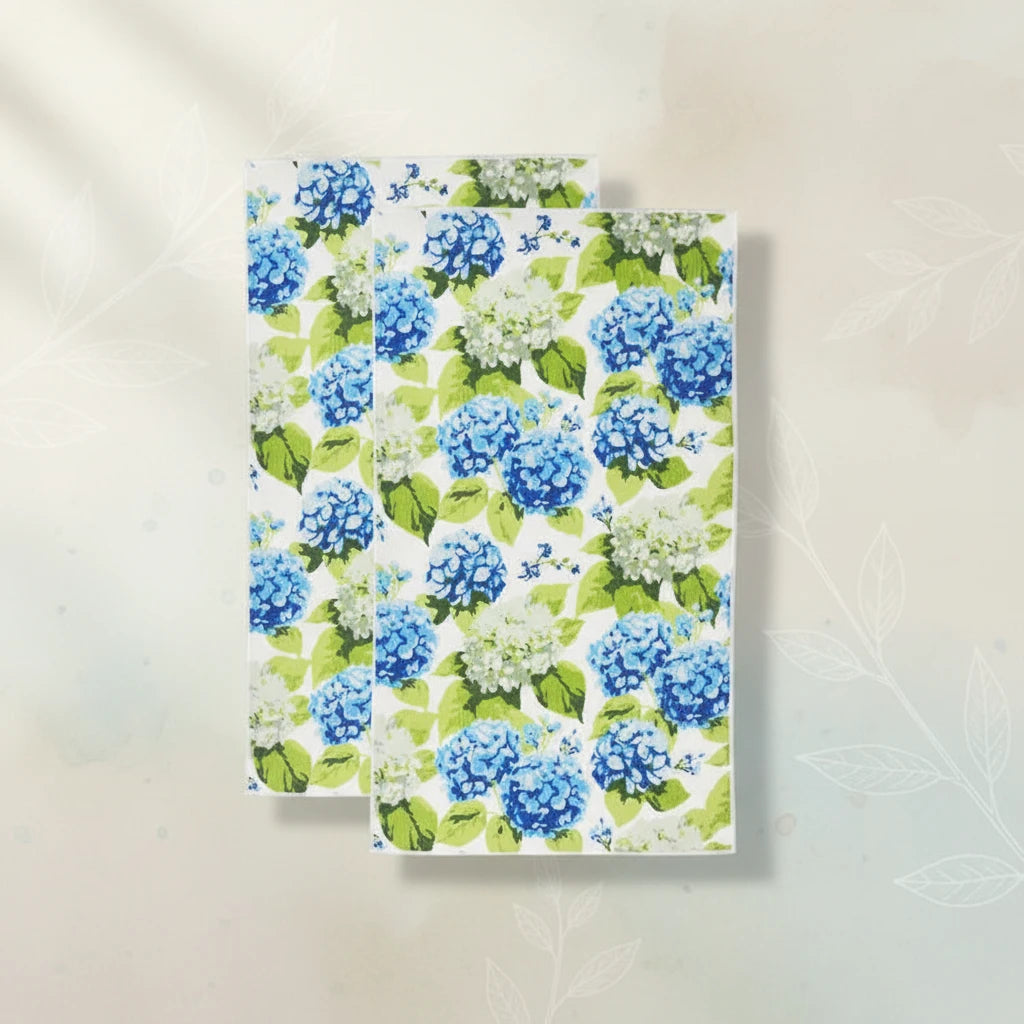 Set of 2 Microfiber Towels-Hydrangea
