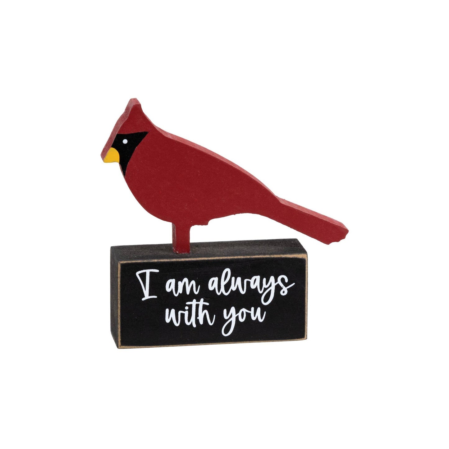 Wooden Cardinal on "I Am Always With You" Base
