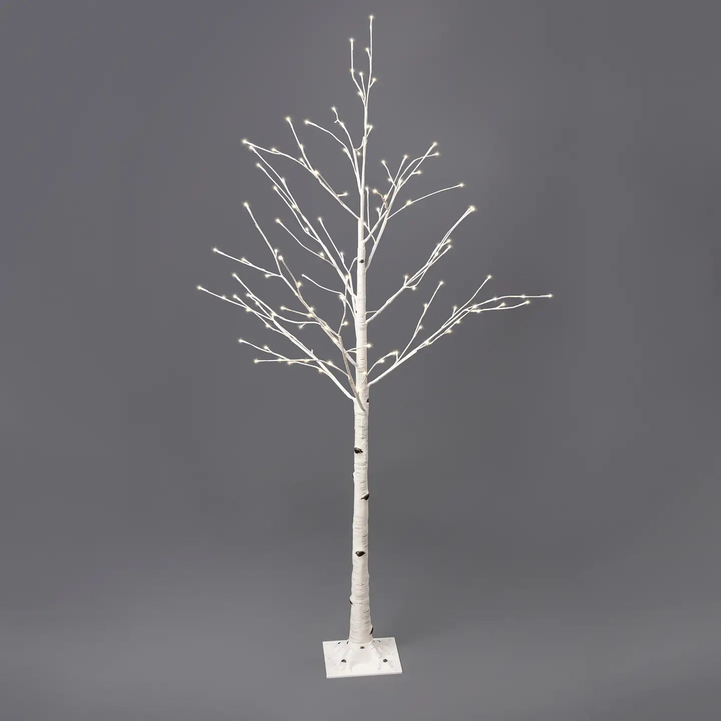Large White Light Up Birch Tree