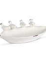 White Ceramic Leaf Bowl With Four Songbirds