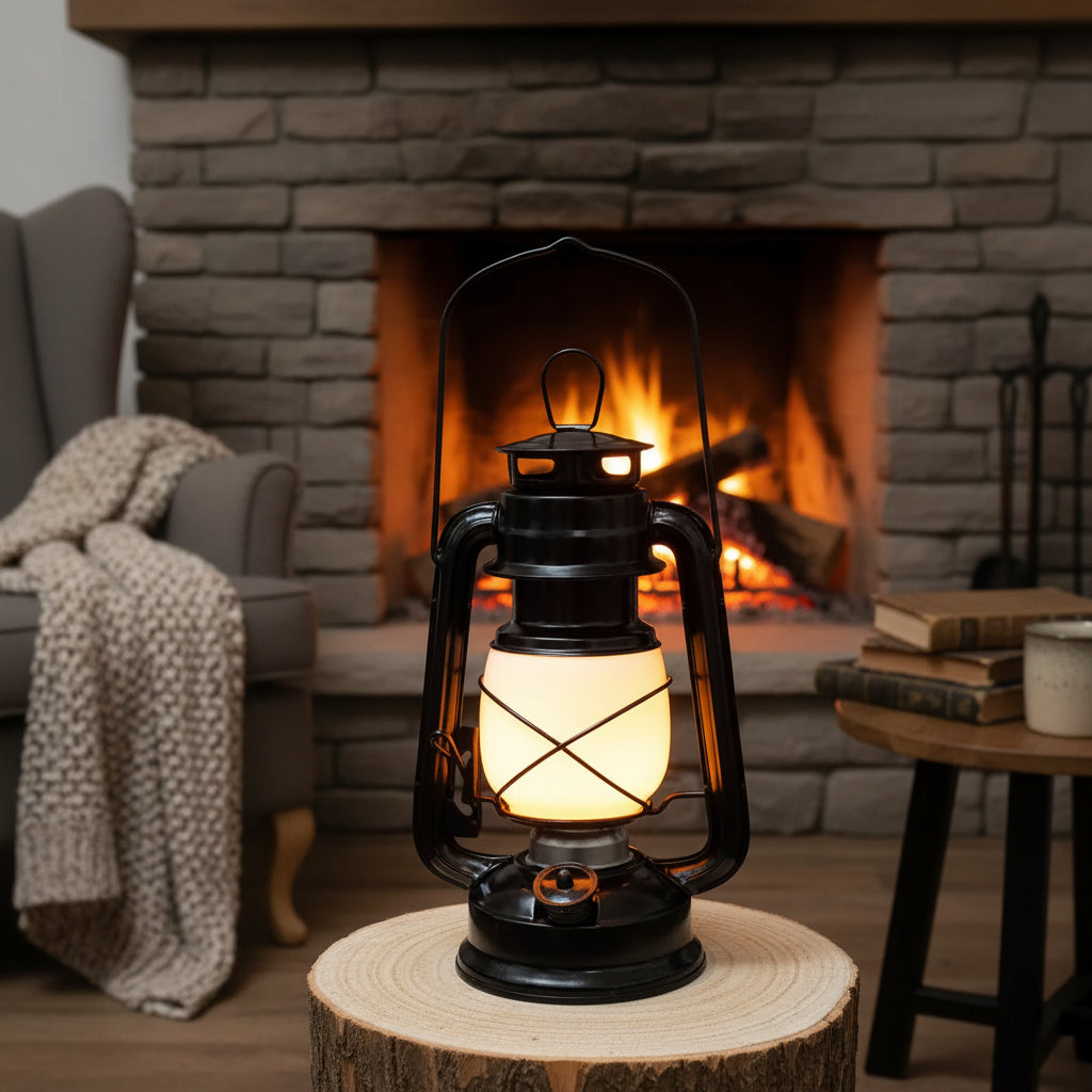Black Tin LED Lantern