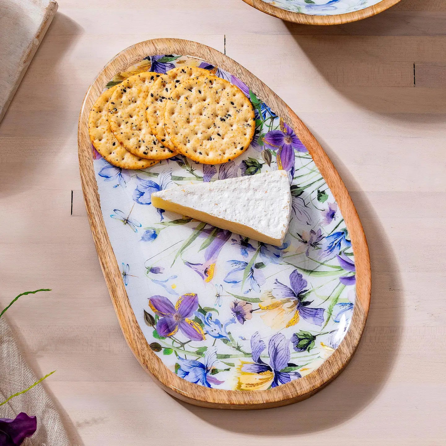 Golden Lilac Irregular Shaped Wood Serving Tray
