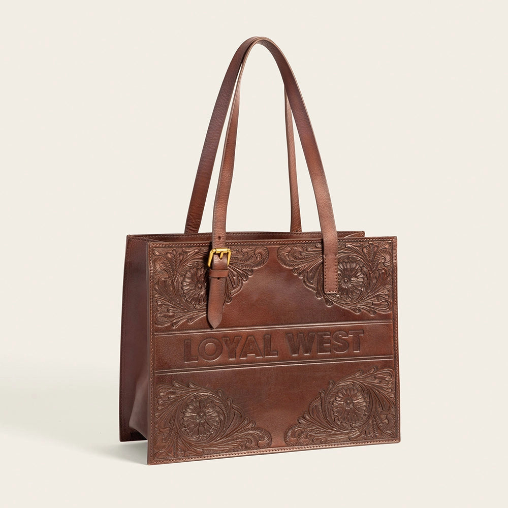Loyal West - MIVVA Medium Bag - Dark Brown Hand-tooled Leather