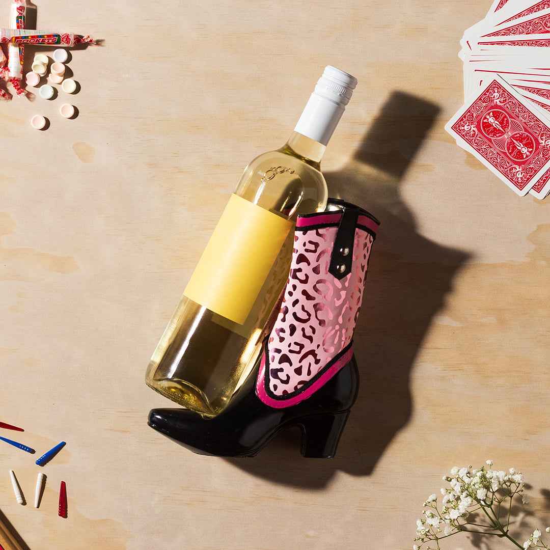 Pink Leopard Cowboy Boot Bottle Holder