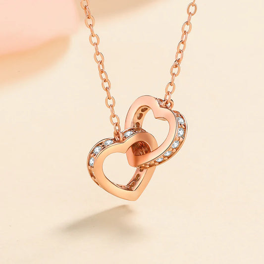 Interlock Heart Necklace - Rose Gold