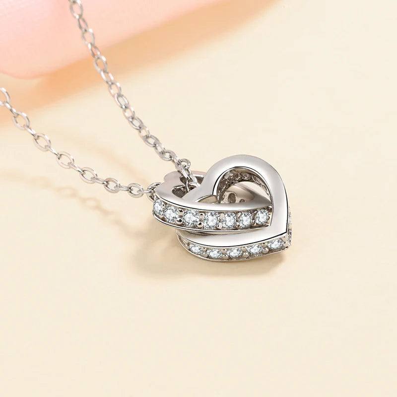 Interlock Heart Necklace - Silver