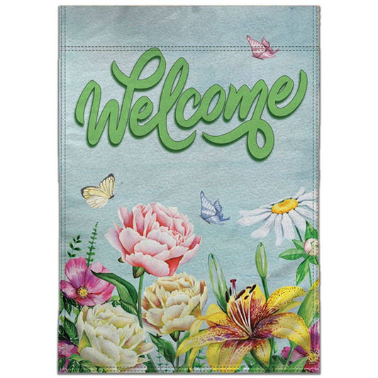 H&G Studios Welcome (Spring Flowers) 12x18in Garden Flag