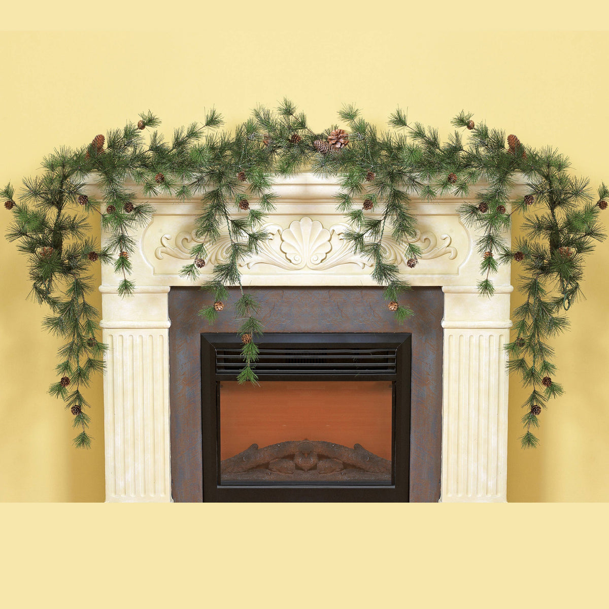 Christmas Snowy Ming Pine Garland 6ft with Drooping Branches