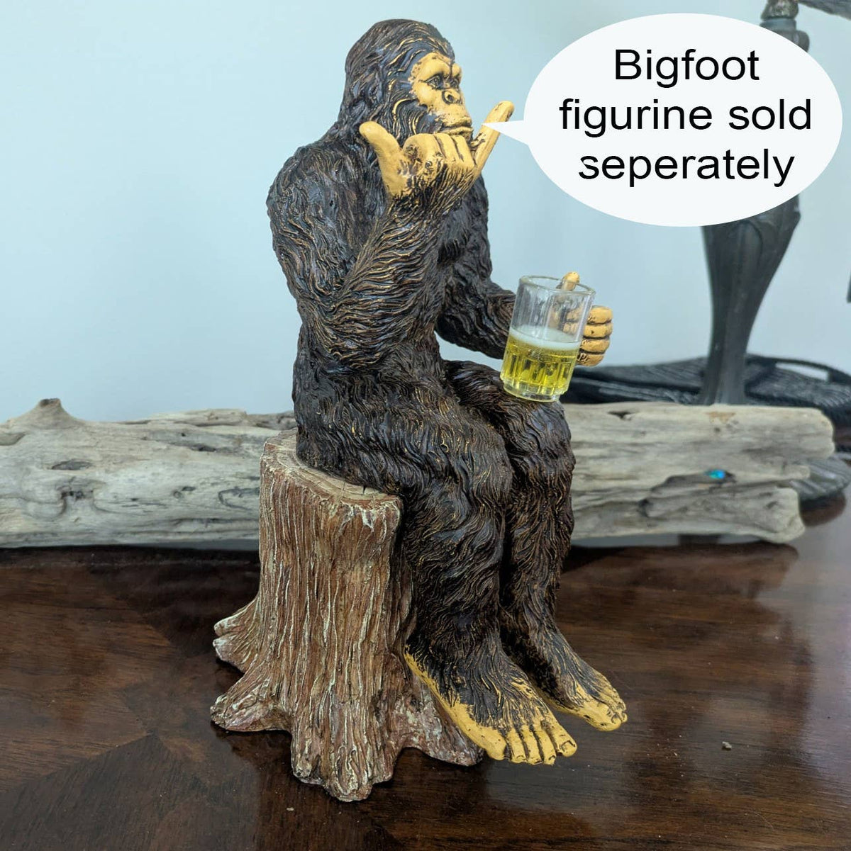 Tree Stump Pedestal 4 IN Tall Bigfoot Display Stand: Dark Brown