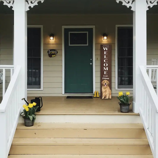 Golden Retriever Welcome Sign