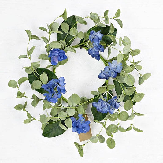 29012 - 14in(6.5)Wreath-Blue Hydrangea and Eucalyptus Lvs-4