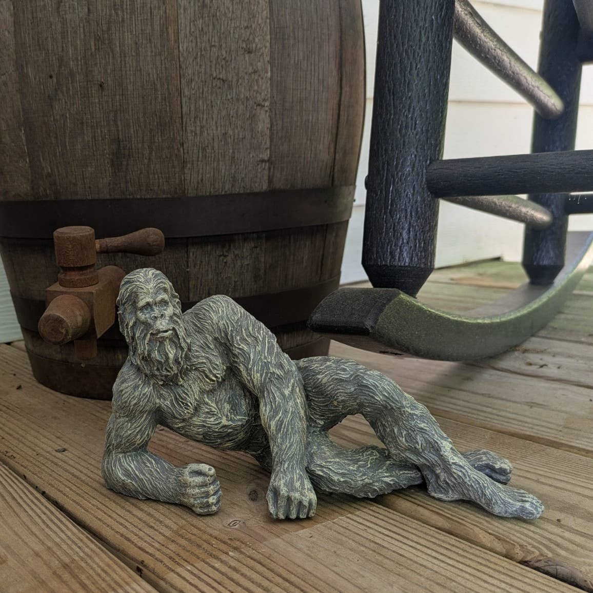 Lying Bigfoot Heart-throb Sasquatch Statue 10 inch Long: Natural